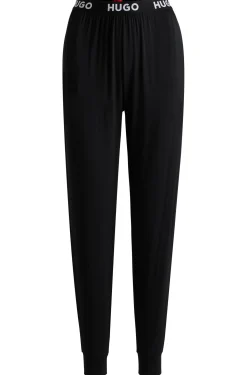 Cuffed pyjama bottoms in stretch jersey with logo waistband