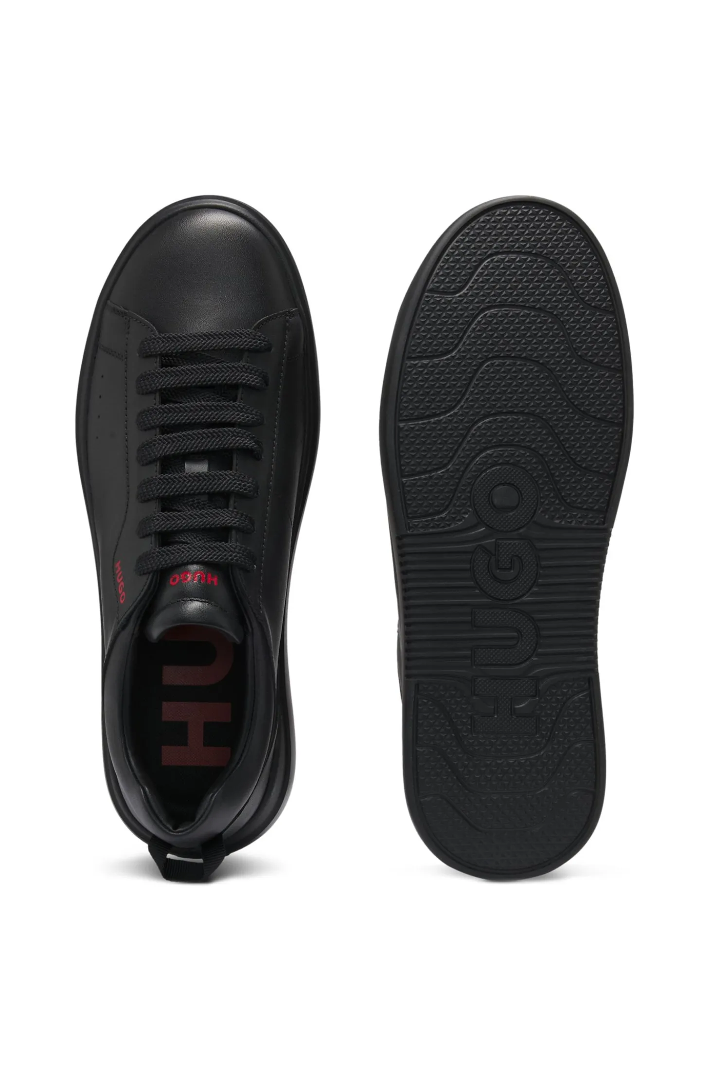 Cupsole trainers in leather with red logo details