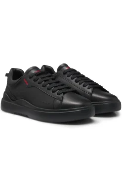 Cupsole trainers in leather with red logo details