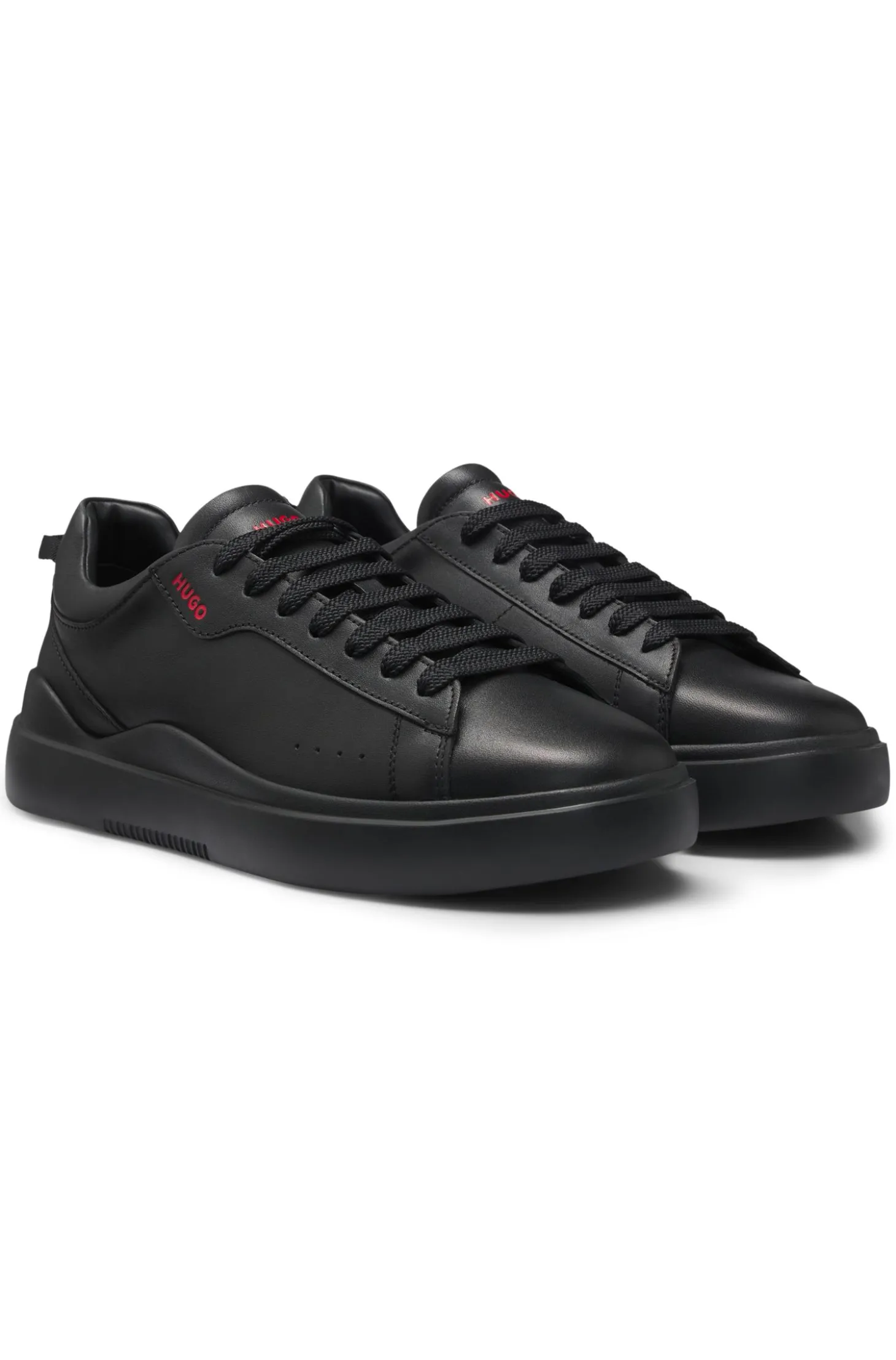 Cupsole trainers in leather with red logo details