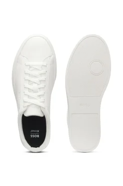 Cupsole trainers in leather with signature-stripe stitching