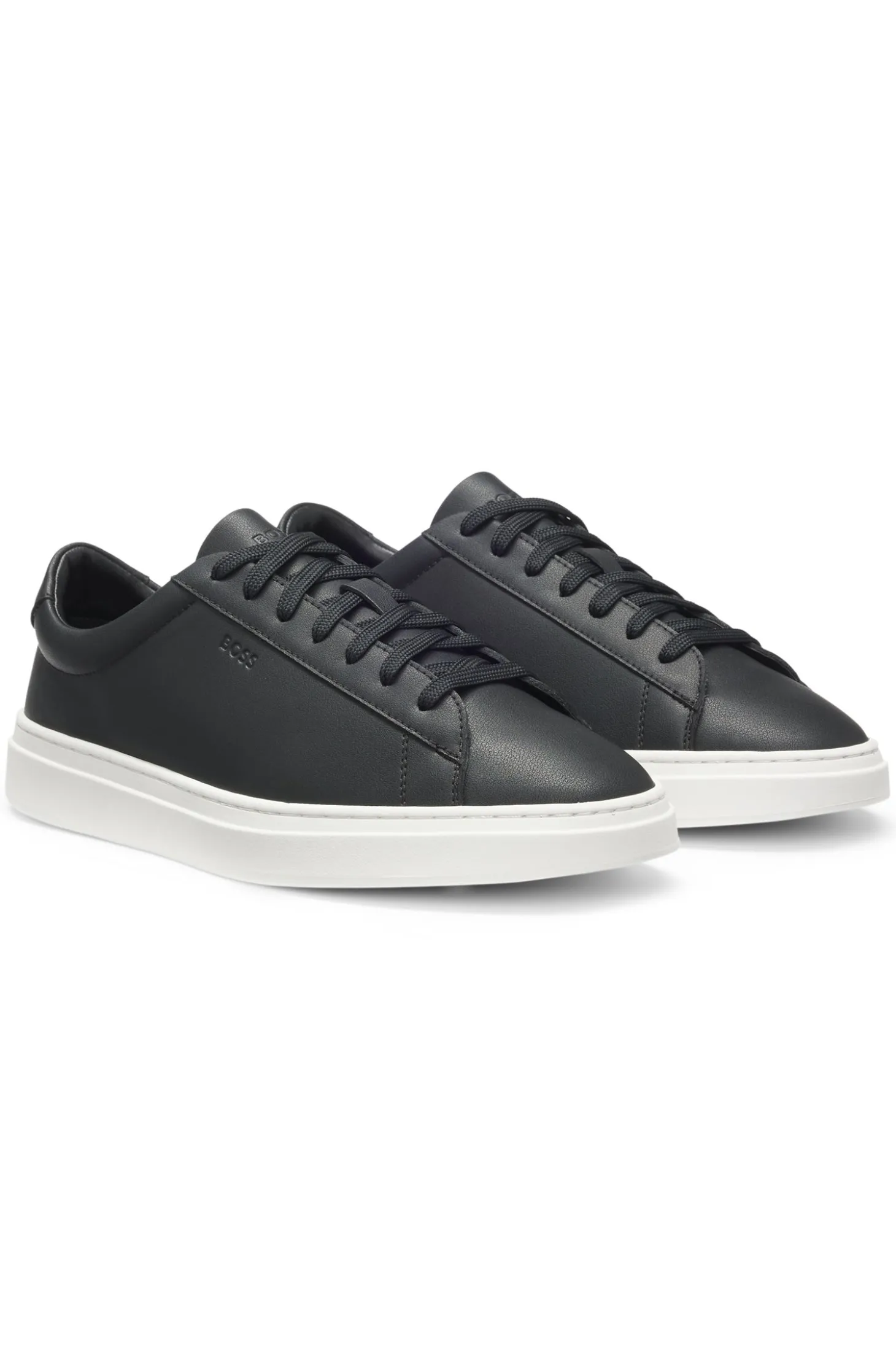 Cupsole trainers in leather with signature-stripe stitching