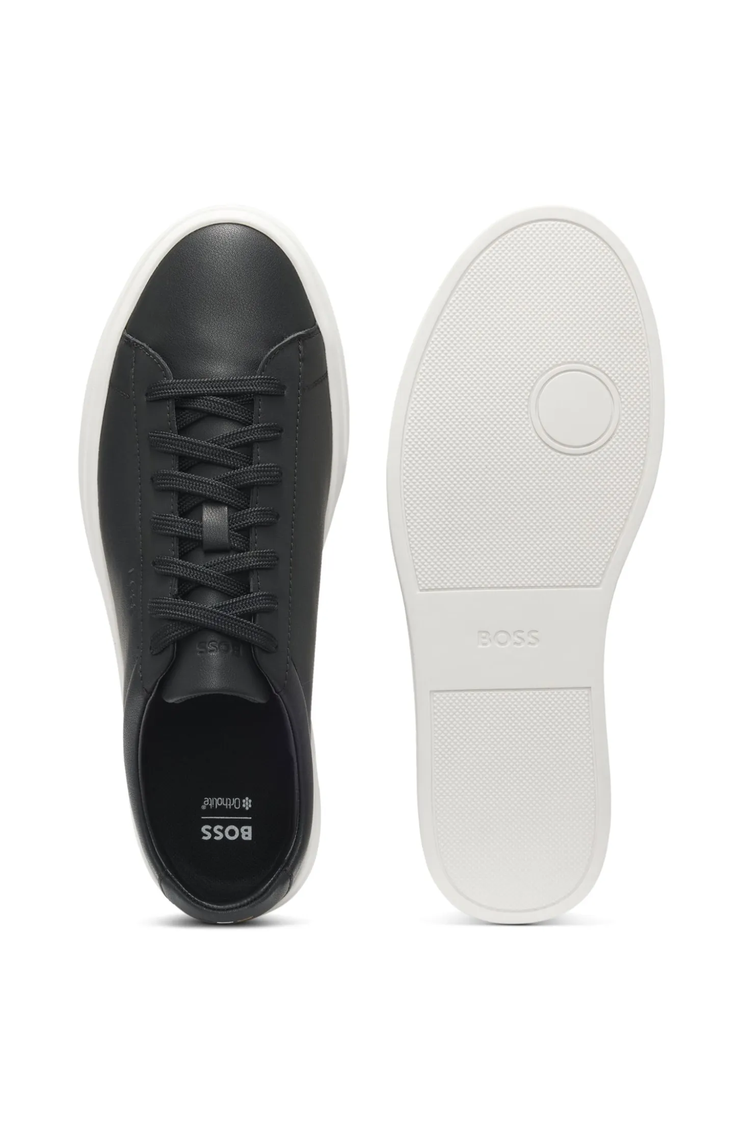 Cupsole trainers in leather with signature-stripe stitching
