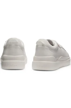 Cupsole trainers in leather with red logo details