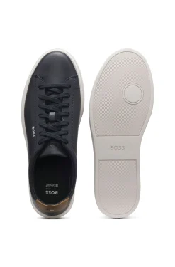 Cupsole trainers in leather with signature-stripe stitching