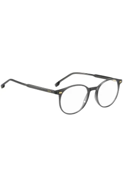 Dark-grey optical frames with gold-tone trims