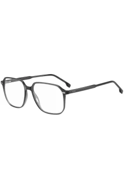 Dark-grey optical frames with silver-tone trims