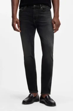 Delaware Slim-fit black jeans in stretch cotton blend
