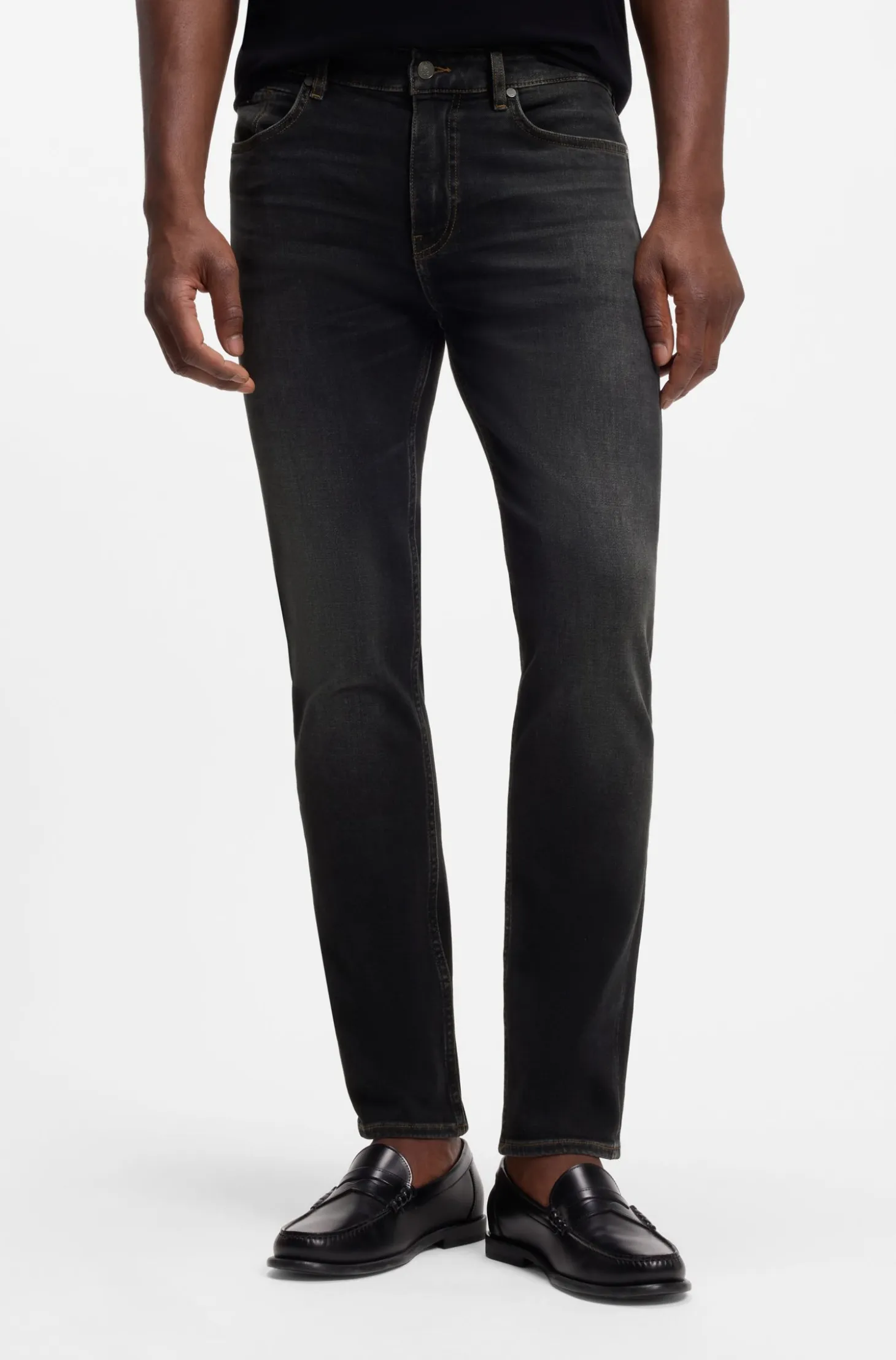 Delaware Slim-fit black jeans in stretch cotton blend