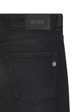 Delaware slim-fit jeans in black comfort-stretch denim