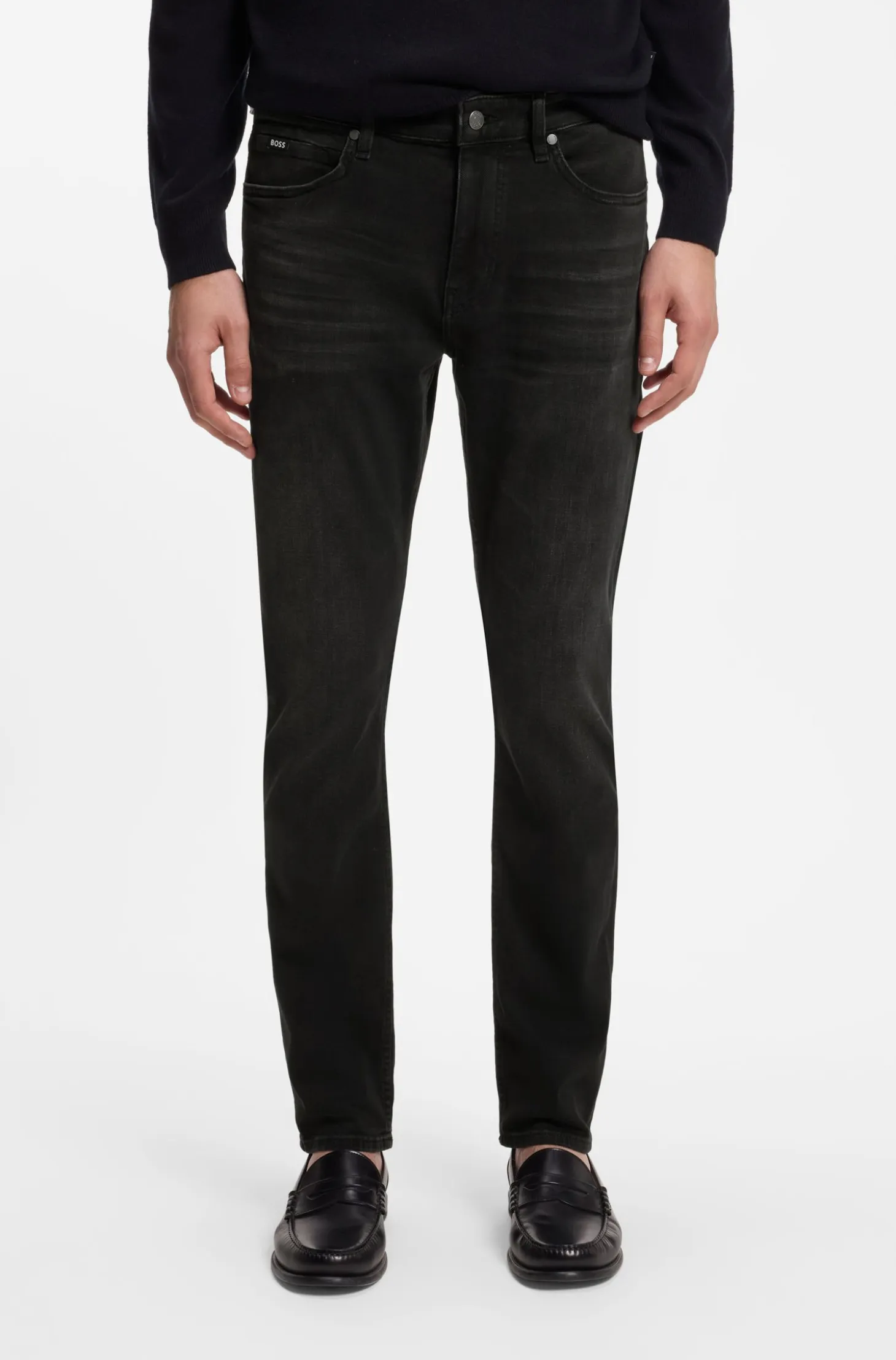 Delaware slim-fit jeans in black stretch denim