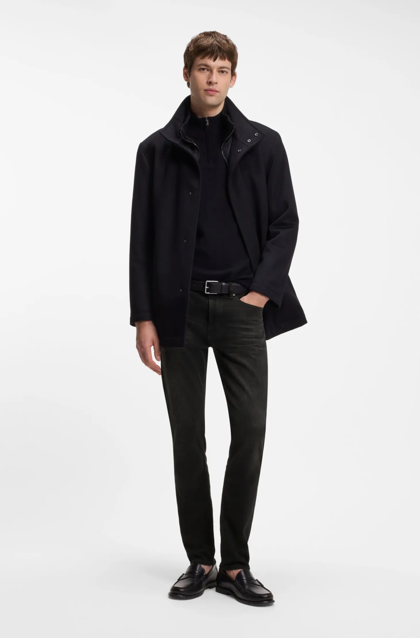 Delaware slim-fit jeans in black stretch denim