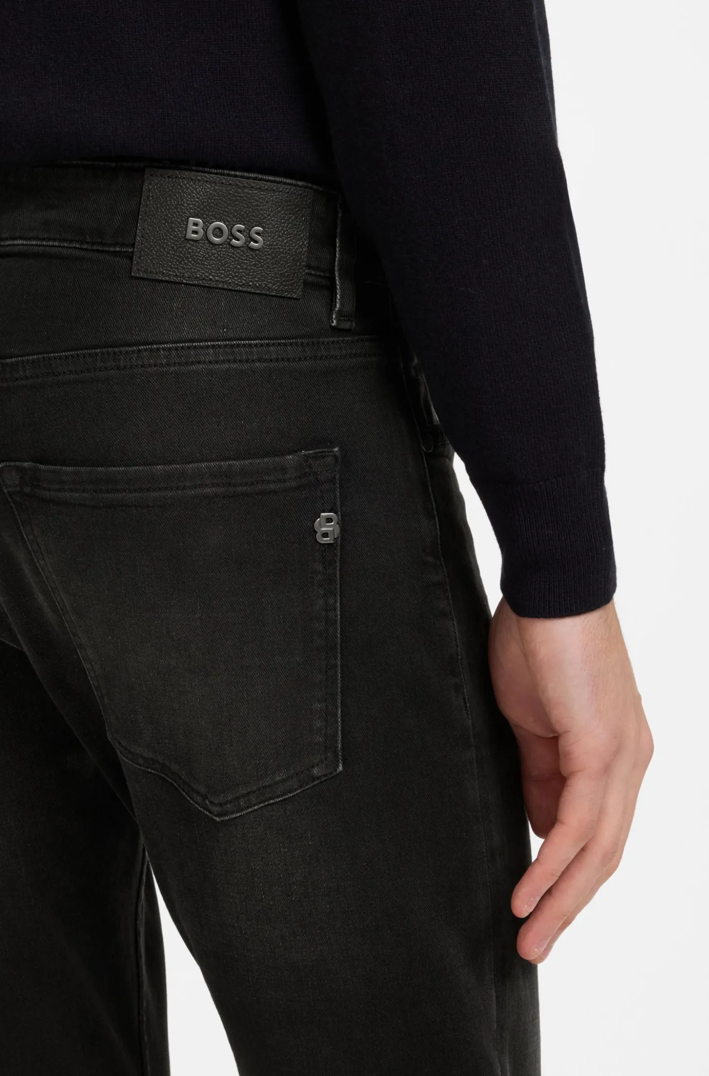 Delaware slim-fit jeans in black stretch denim