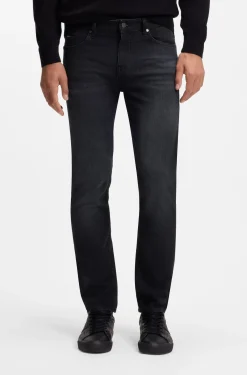 Delaware Slim-fit jeans in black super-soft Italian denim