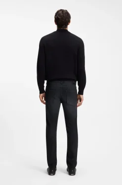 Delaware Slim-fit jeans in black super-soft Italian denim