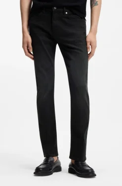 Delaware slim-fit jeans in deep-black stretch denim