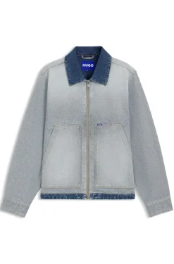 Denim jacket with inside-out styling