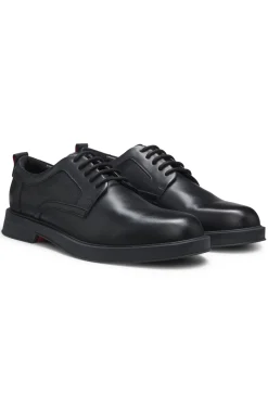 Derby shoes in leather with perforated monograms