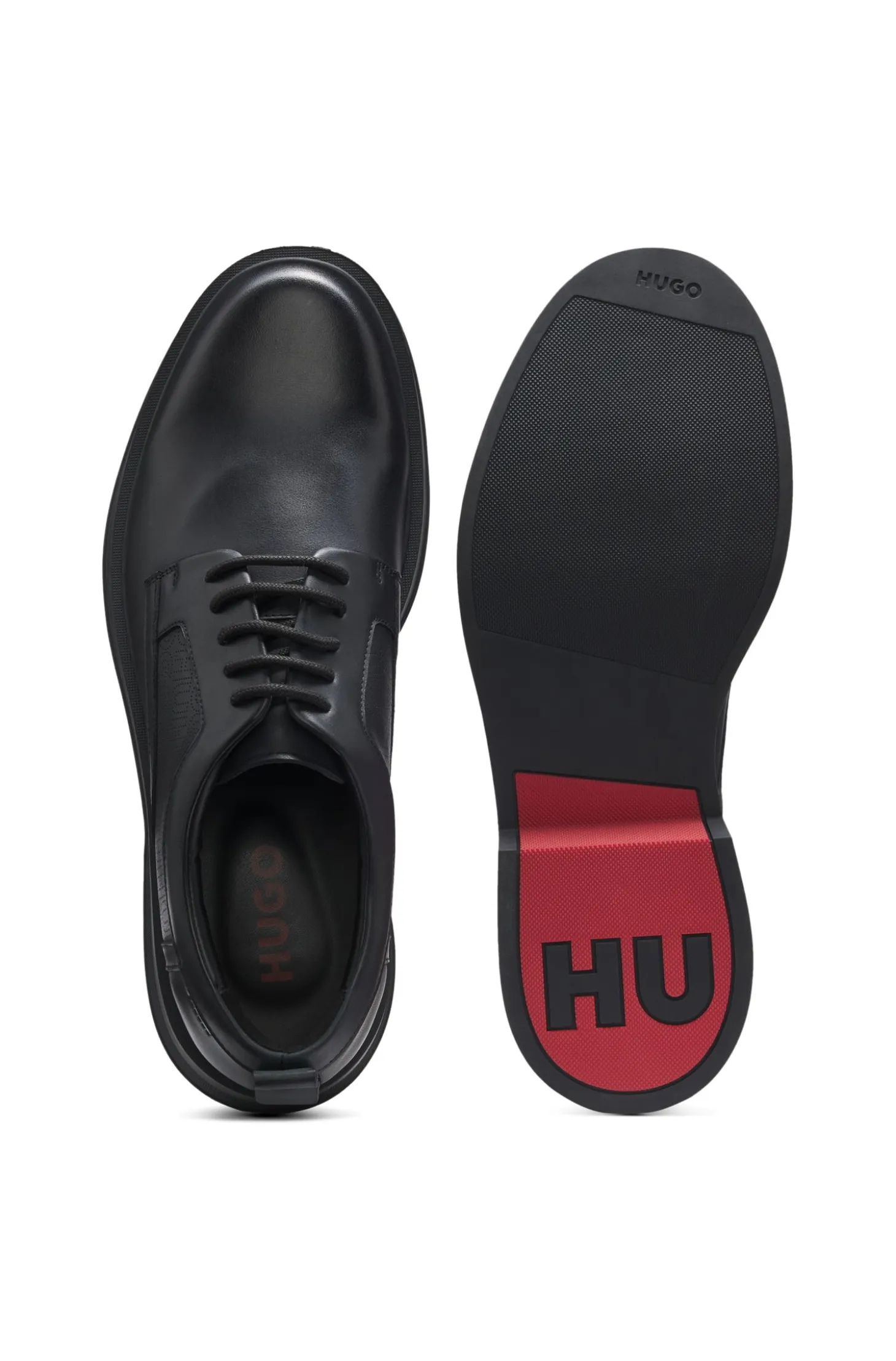 Derby shoes in leather with perforated monograms