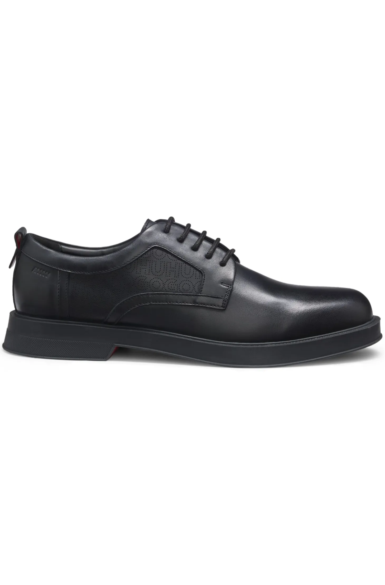 Derby shoes in leather with perforated monograms