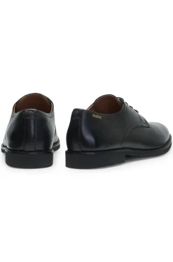 Derby shoes in smooth leather with embossed logo