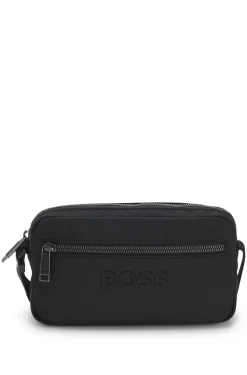 Diamond-structured crossbody bag with tonal logo
