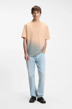 Dip-dyed logo T-shirt in cotton jersey
