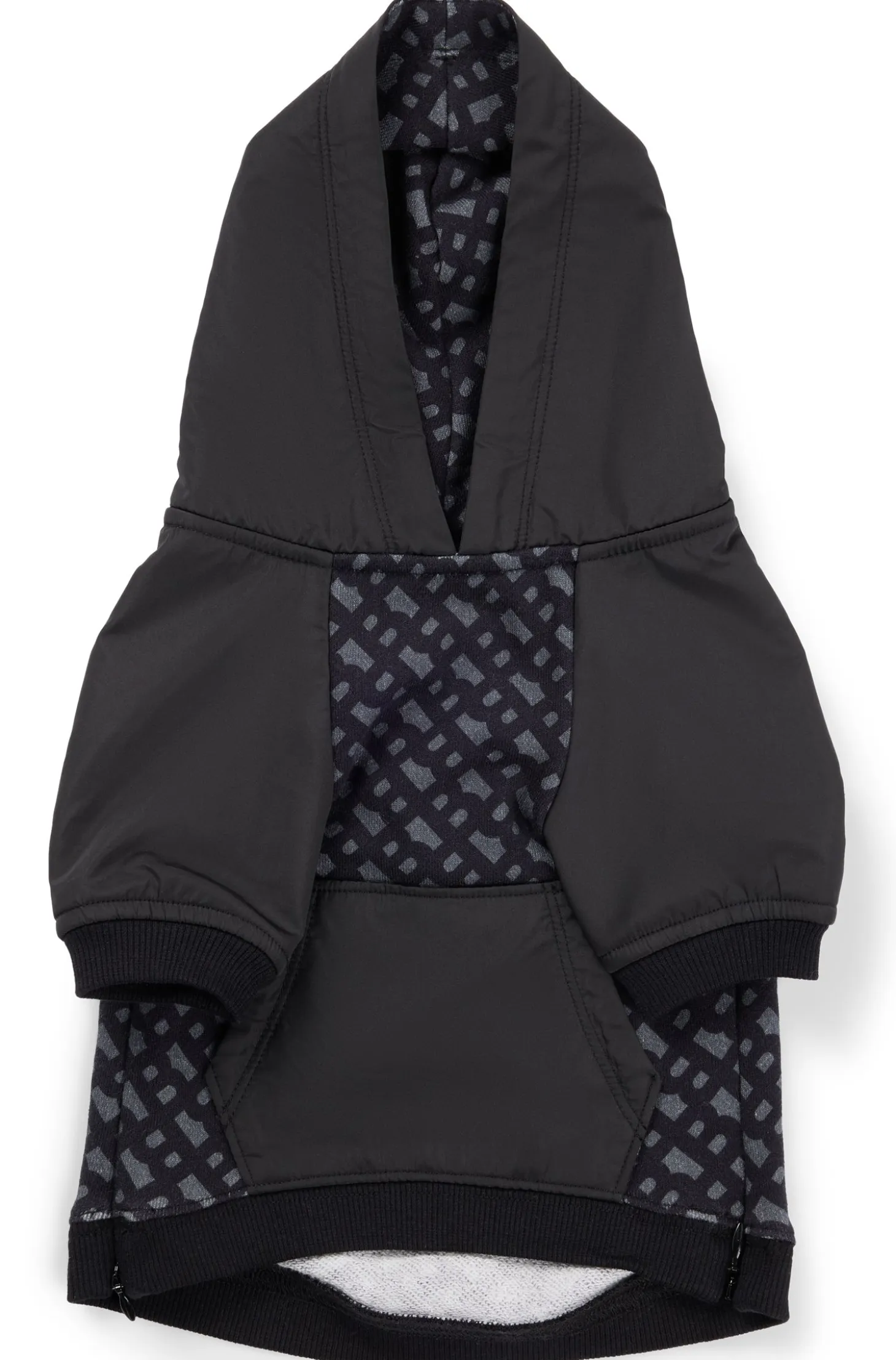 Dog hoodie with monogram pattern