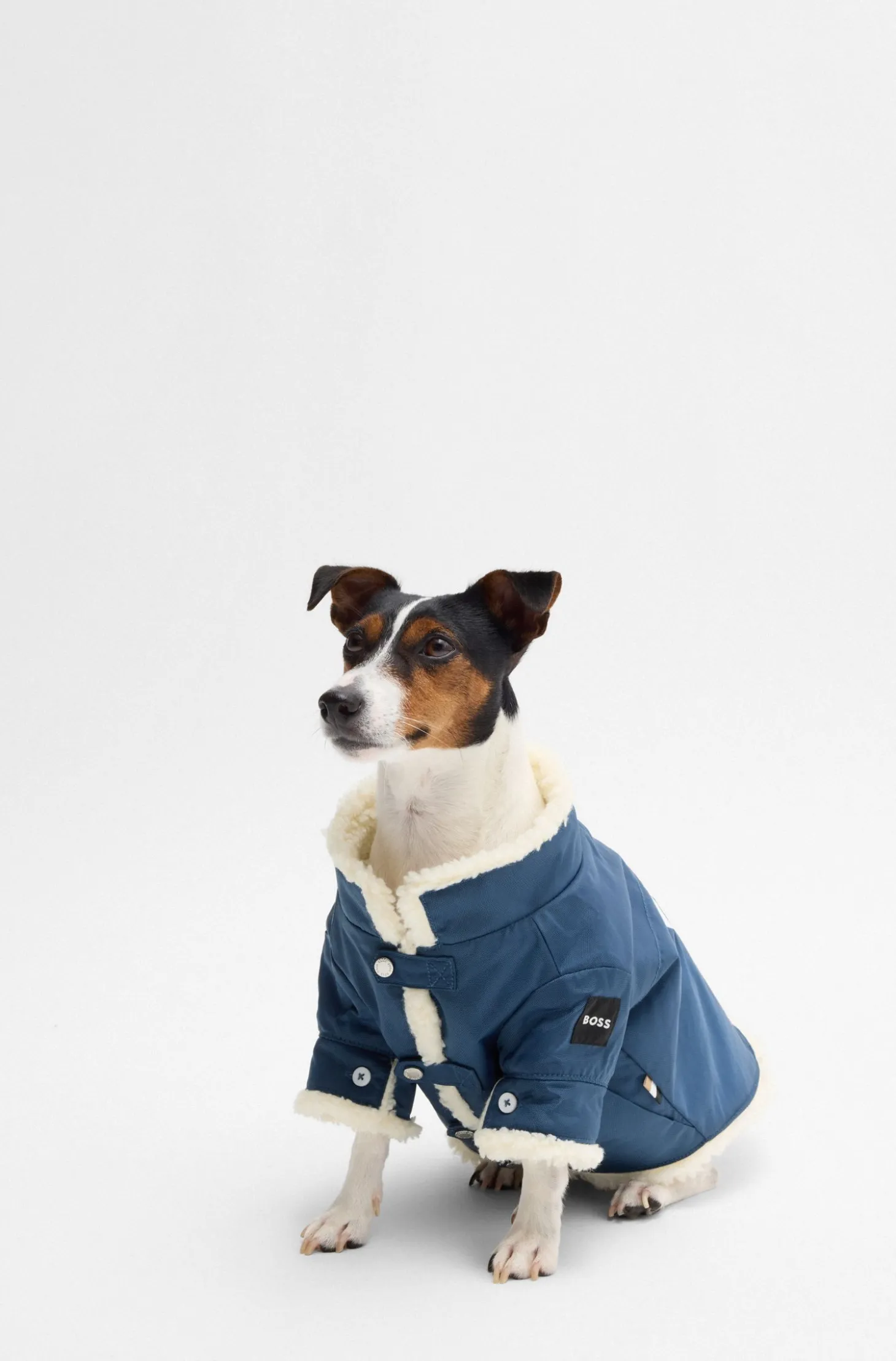 Dog parka jacket with contrast logo