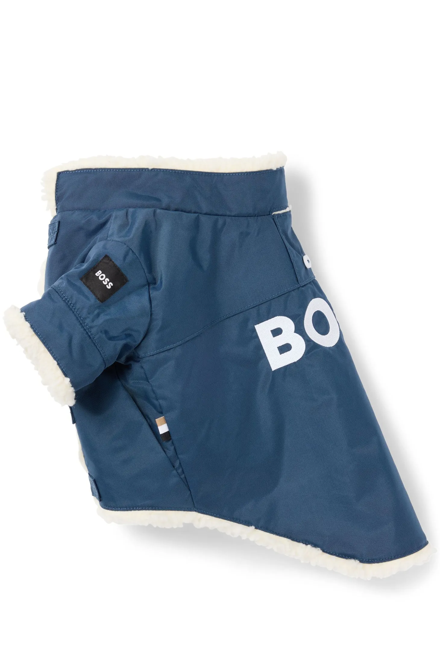 Dog parka jacket with contrast logo