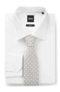Dot-pattern tie in silk-linen jacquard