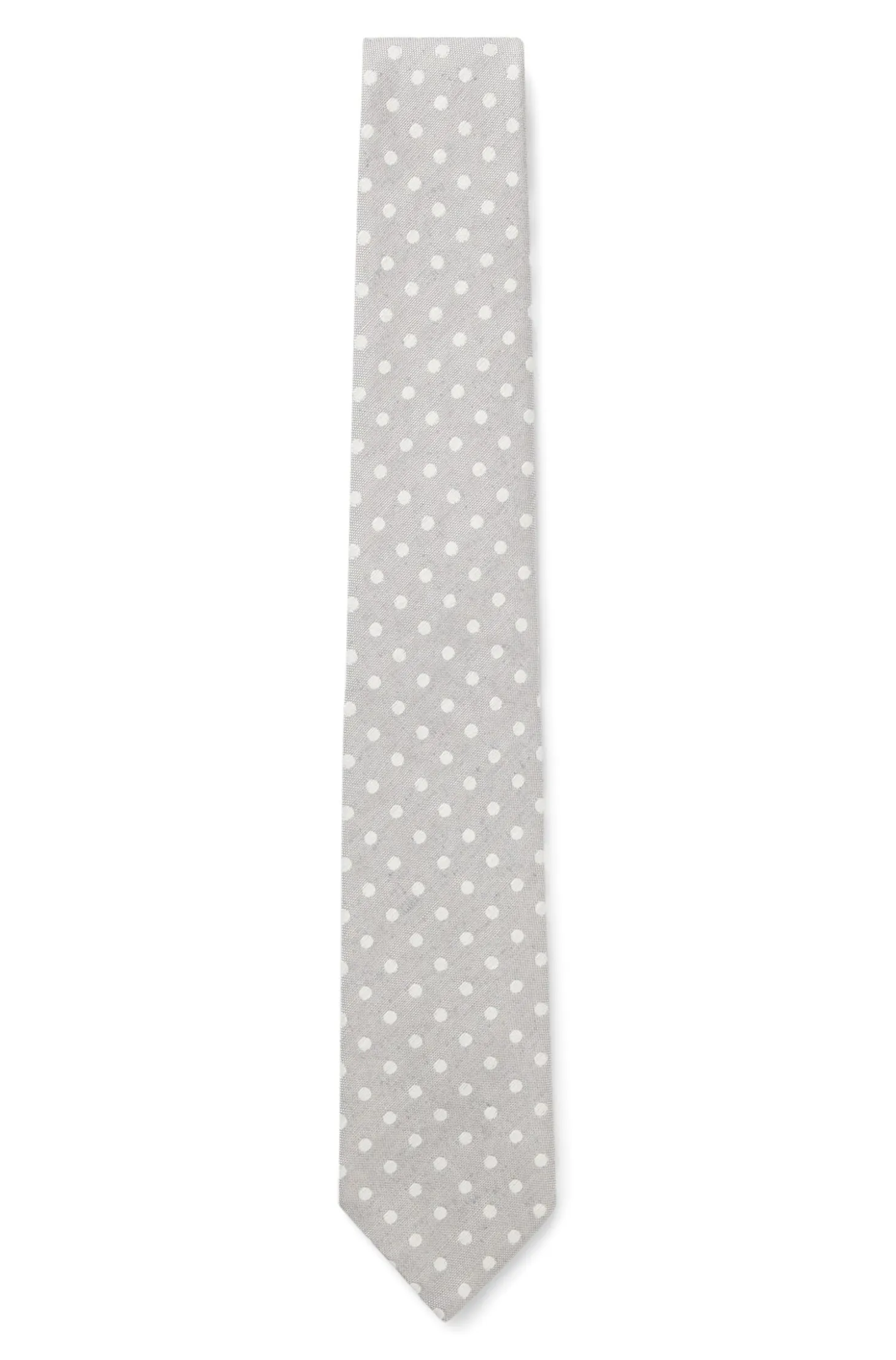 Dot-pattern tie in silk-linen jacquard