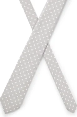 Dot-pattern tie in silk-linen jacquard