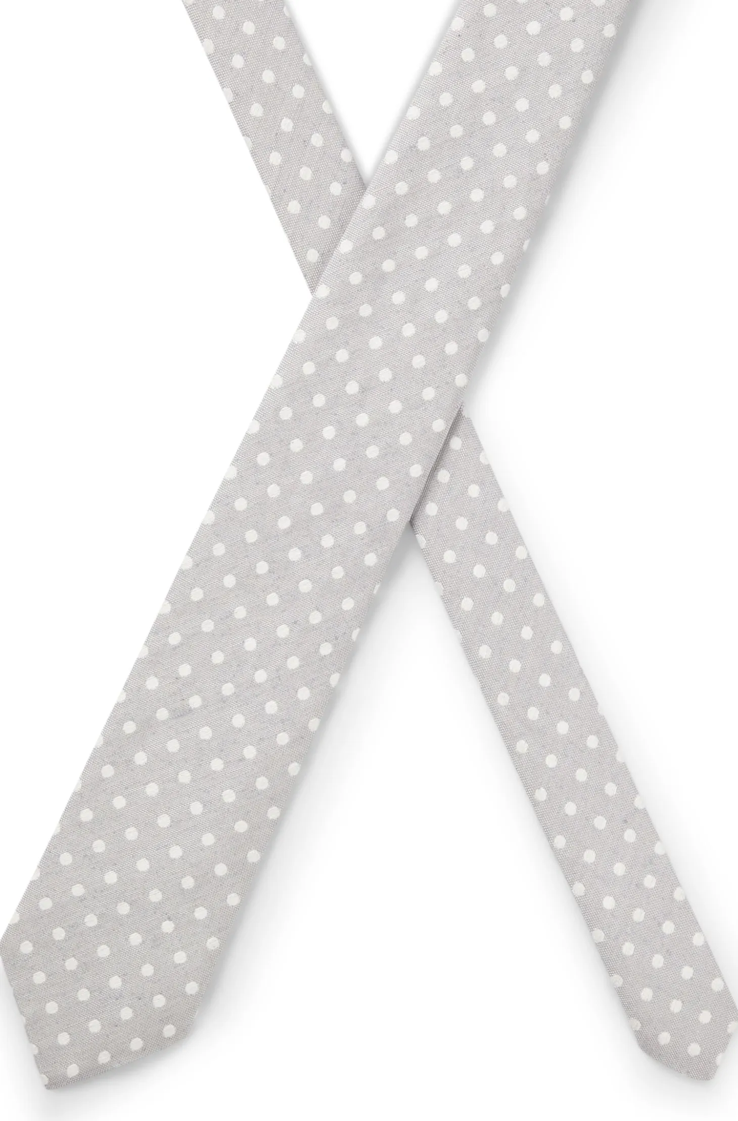 Dot-pattern tie in silk-linen jacquard