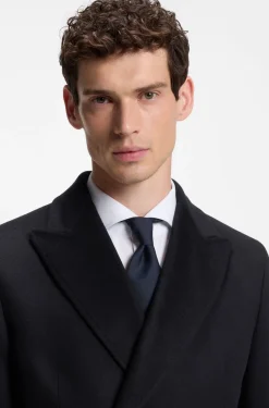 Double-breasted coat in wool and cashmere