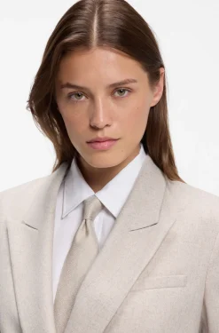 Double-breasted regular-fit blazer in melange flannel