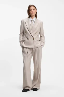 Double-breasted regular-fit blazer in melange flannel