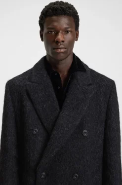 Double-breasted relaxed-fit coat with wool and alpaca