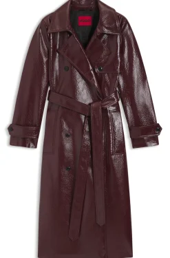 Double-breasted trench coat in faux leather