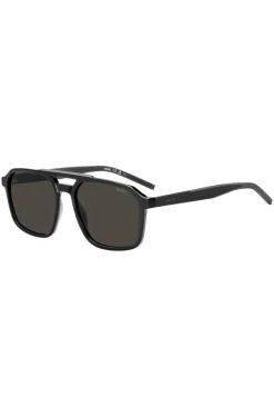 Double-bridge sunglasses in black and grey