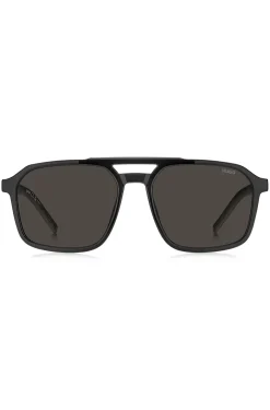 Double-bridge sunglasses in black and grey