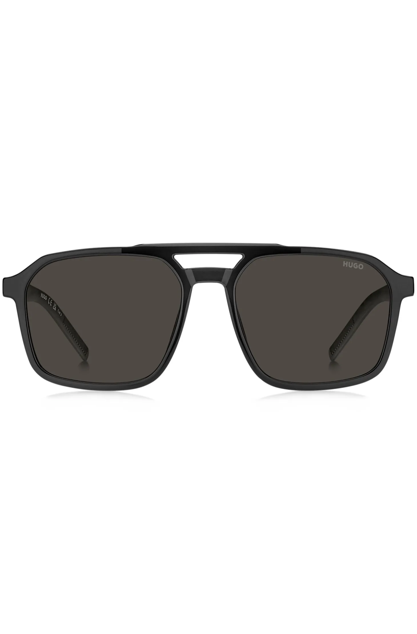 Double-bridge sunglasses in black and grey