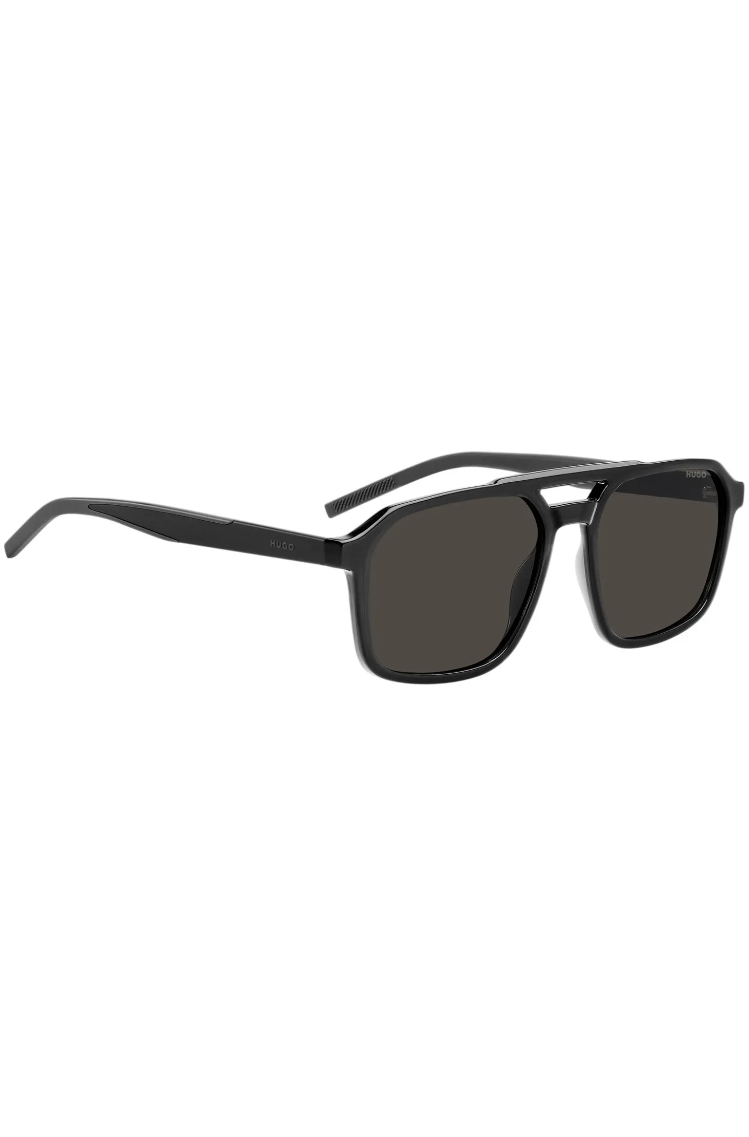 Double-bridge sunglasses in black and grey