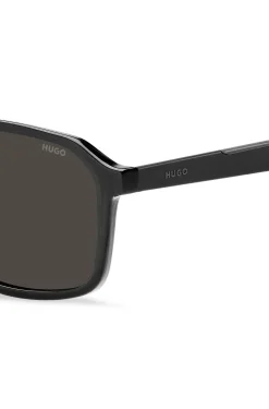 Double-bridge sunglasses in black and grey
