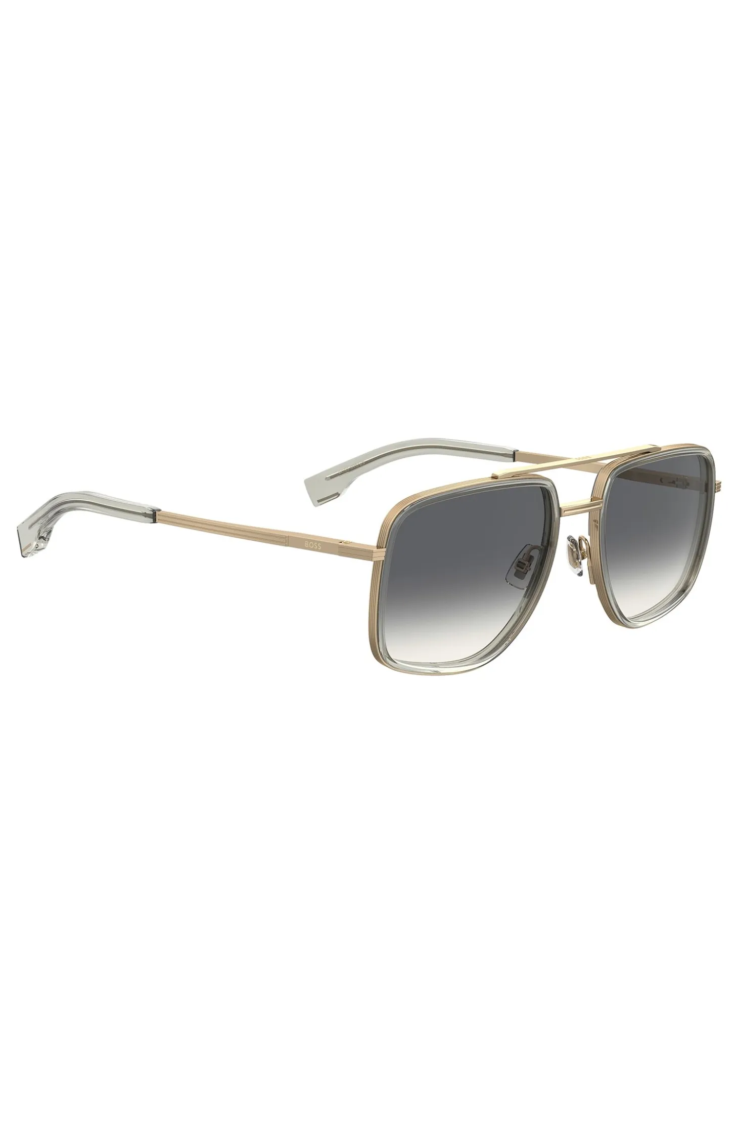 Double-bridge sunglasses with gold-tone effect