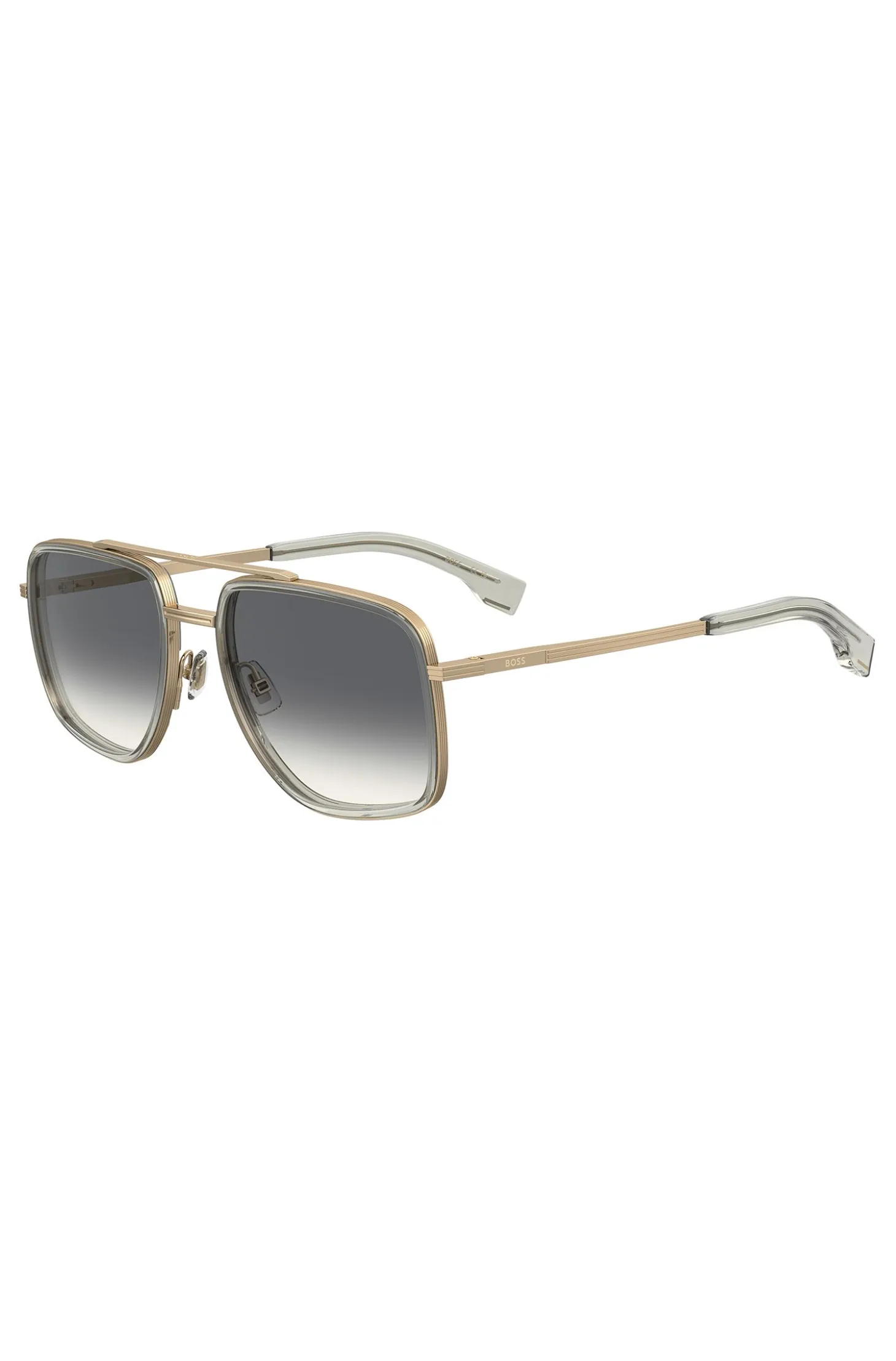 Double-bridge sunglasses with gold-tone effect