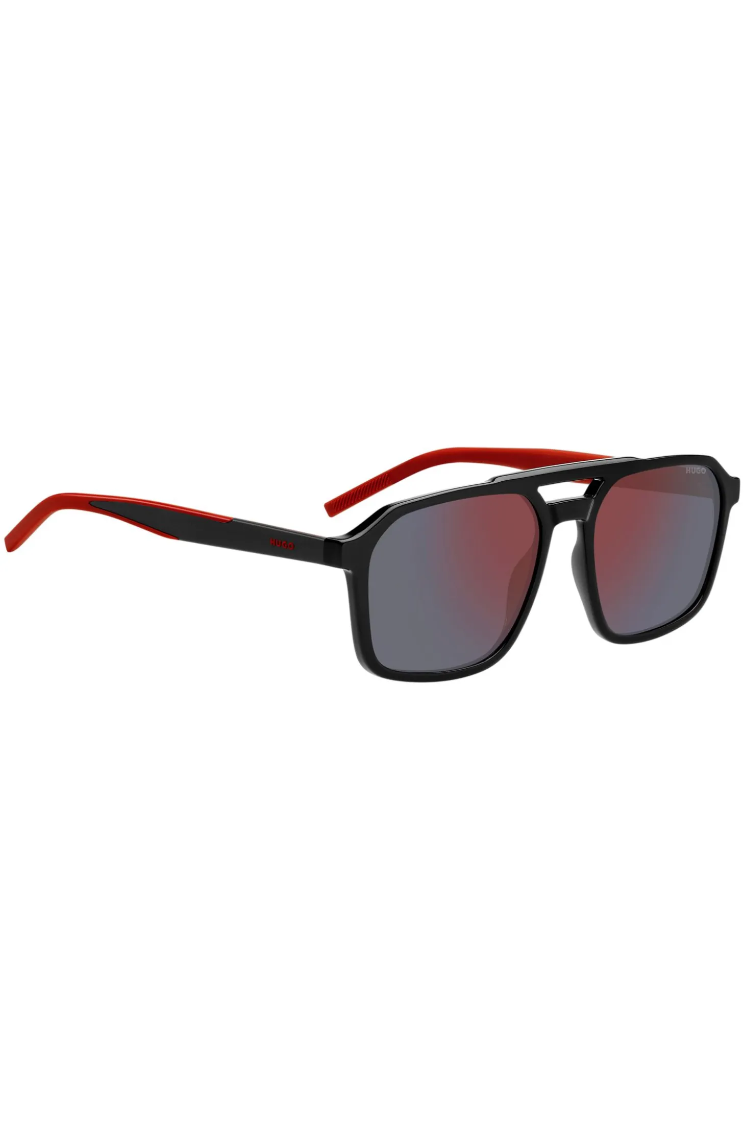 Double-bridge sunglasses with two-tone temples