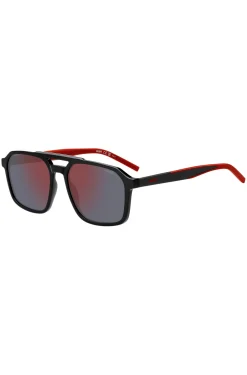 Double-bridge sunglasses with two-tone temples