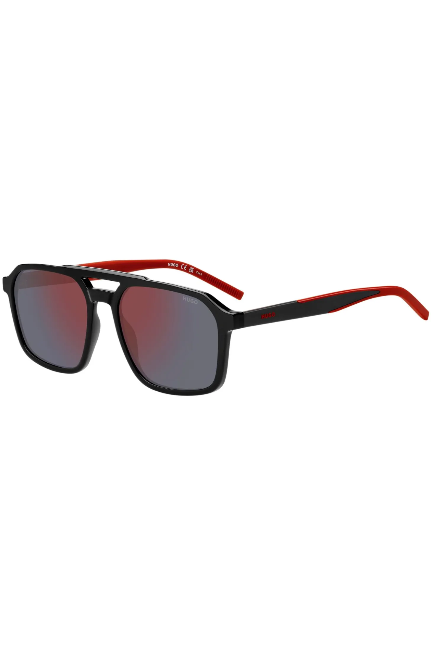 Double-bridge sunglasses with two-tone temples