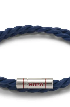 Double-wrap cuff in braided leather